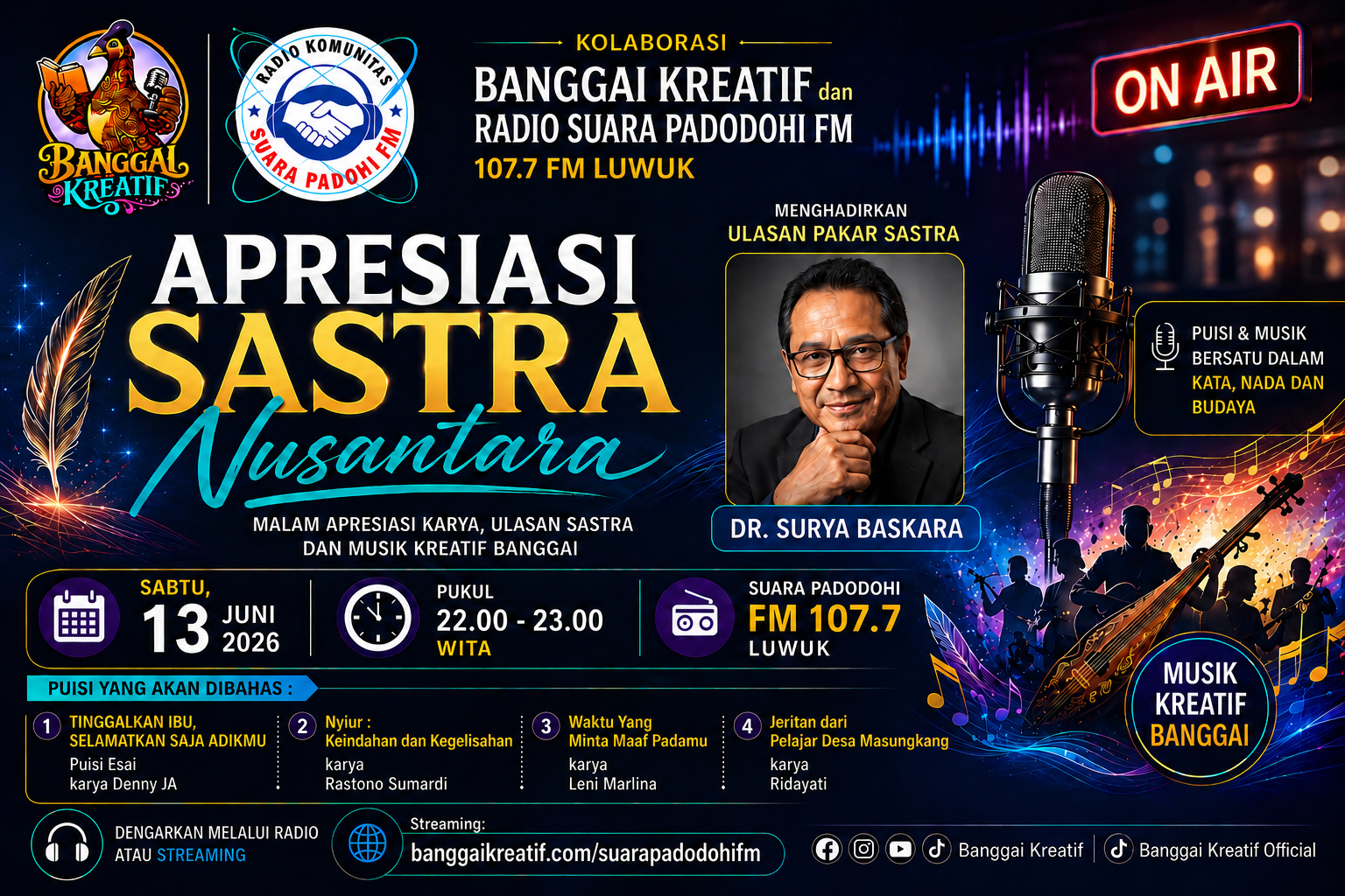 Dari Luwuk untuk Nusantara: Ketika Puisi, Musik, dan Kemanusiaan Bertemu di Udara